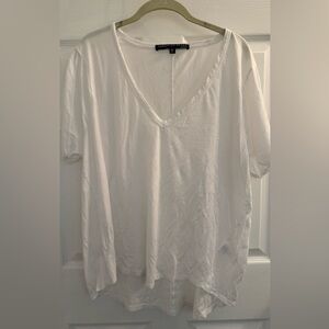 Veronica Beard White V-Neck Short Sleeve Tee